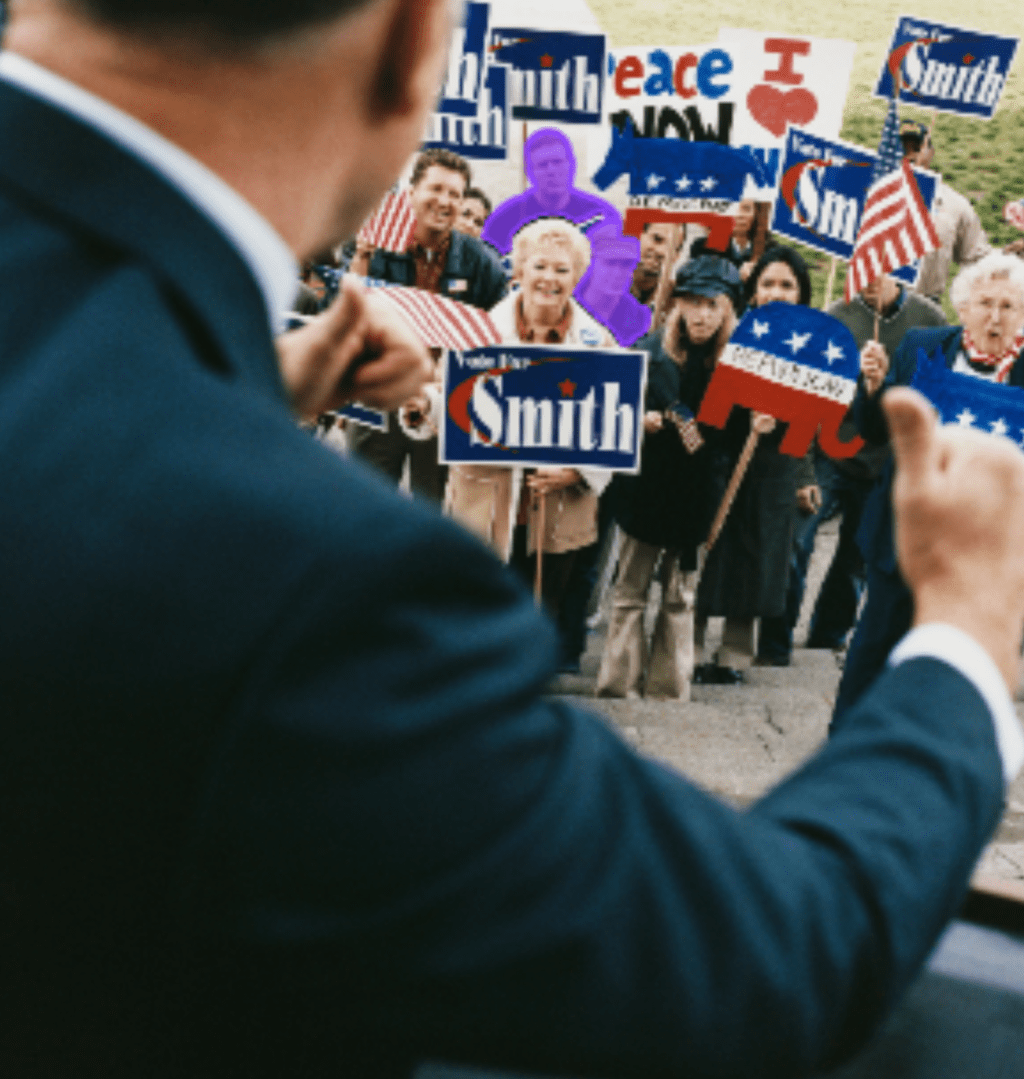 politician greeting crowd